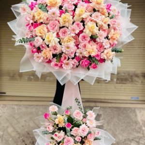 Kệ Hoa Chúc Mừng Tone Hồng Mộng Mơ – KH2