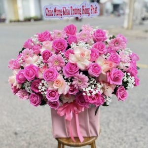 Giỏ Hoa Hồng Pastel Dịu Dàng Tặng Sinh Nhật - GH2