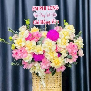 Giỏ Hoa Ánh Hồng Vẻ Đẹp Dịu Dàng – GH19