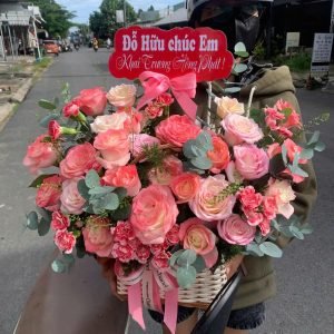 Giỏ Hoa Cam Đào Ấm Áp – GH31