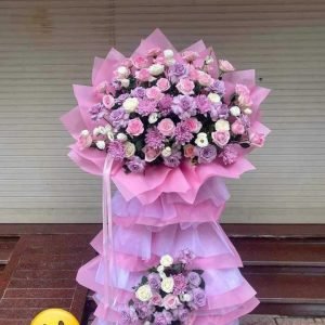 Kệ Hoa Chúc Mừng Tone Hồng Tinh Tế – KH17