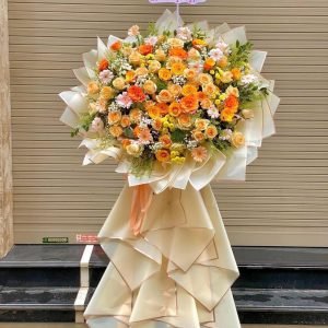Kệ Hoa Chúc Mừng Khai Trương Tone Vàng Thanh Lịch – KH101