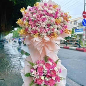Kệ Hoa Chúc Mừng Tone Hồng Pastel Ngọt Ngào – CM151