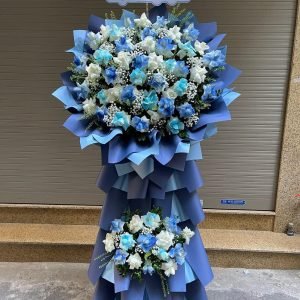 Kệ Hoa Chúc Mừng Tone Xanh 2 Tầng Hiện Đại – KH55