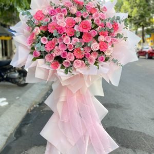 Kệ Hoa Chúc Mừng Tone Hồng Ngọt Ngào - KH24