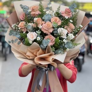 Bó Hoa Nâu Đất Vintage Phong Cách Hàn Quốc - CM41