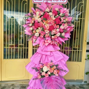 Kệ Hoa Chúc Mừng Đại Hội Tone Hồng Hiện Đại – CM166