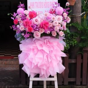 Kệ Hoa Chúc Mừng Khai Trương Tone Hồng Hiện Đại – KH107