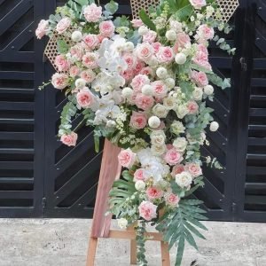 Kệ Hoa Chúc Mừng Tone Hồng Khói Cao Cấp – KH50