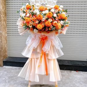 Kệ Hoa Khai Trương Cam Gạch Lộng Lẫy – KH52