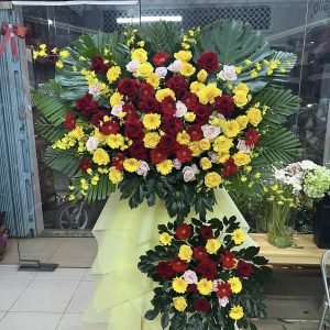 Kệ Hoa Chúc Mừng Tone Xanh Đậm Thanh Lịch – KH112