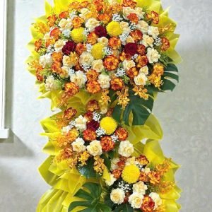 Kệ Hoa Chúc Mừng Doanh Nghiệp Tone Vàng Sang Trọng – CM133
