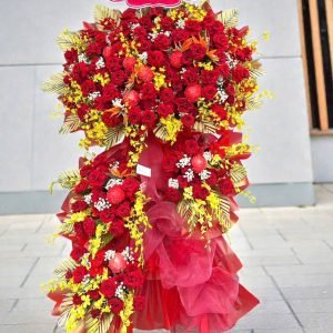 Kệ Hoa Khai Trương 3 Tầng Tone Đỏ Sang Trọng – CM174