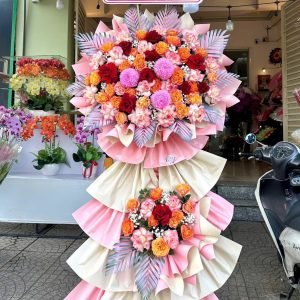 Kệ Hoa Chúc Mừng Doanh Nghiệp Tone Hồng Hiện Đại – CM176