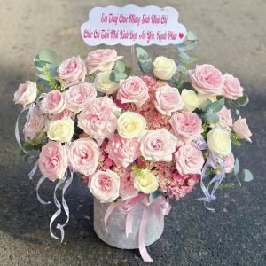 Giỏ Hoa Hồng Pastel Phong Cách Hàn Quốc - GH51