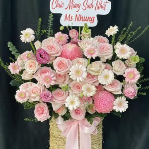 Giỏ Hoa Hồng Pastel Nàng Thơ – GH135
