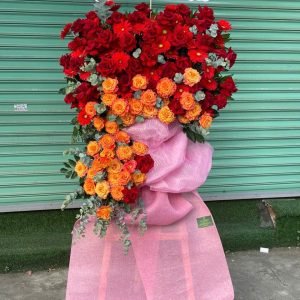 Kệ Hoa Chúc Mừng Tone Đỏ Cam Hiện Đại - CM127