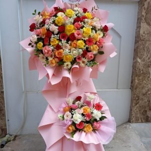 Kệ Hoa Chúc Mừng Tone Hồng Nhẹ Thanh Lịch – CM121
