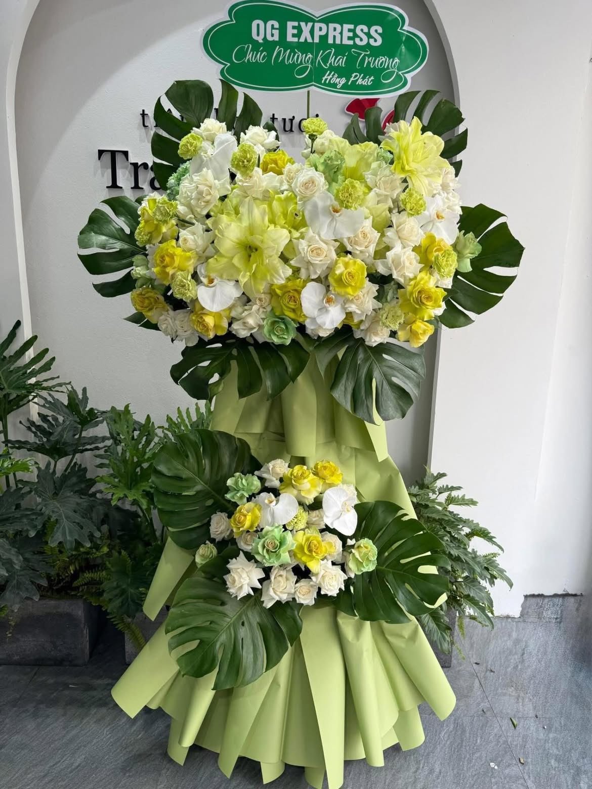 Kệ Hoa Khai Trương Tone Xanh Cao Cấp – CM154