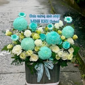 Giỏ Hoa Xanh Phong Cách Hàn Quốc – GH115