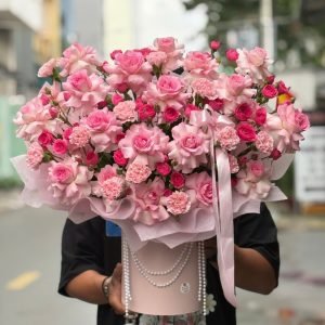 Giỏ Hoa Tone Hồng Sang Trọng – GH170