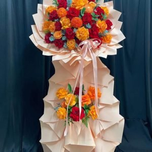 Kệ Hoa Chúc Mừng Tone Đỏ Cam Thanh Lịch – KH86