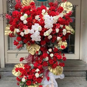 Kệ Hoa Chúc Mừng Tone Đỏ Cao Cấp Sang Trọng – CM201