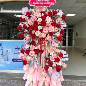 Kệ Hoa Chúc Mừng Tone Hồng 3 Tầng Sang Trọng – CM188