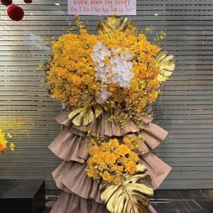 Kệ Hoa Khai Trương Tone Vàng Cao Cấp – KH97