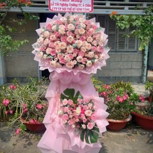Kệ Hoa Chúc Mừng Tone Hồng Sang Trọng - CM131
