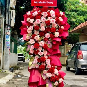 Kệ Hoa Khai Trương Tone Đỏ Sang Trọng – KH90