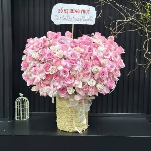 Giỏ Hoa Tone Hồng Sang Chảnh  – GH74