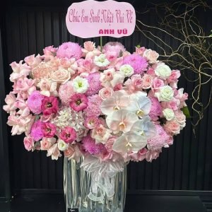 Giỏ Hoa Tone Hồng Cao Cấp Tặng Vợ Yêu – GH97