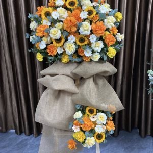 Kệ Hoa Khai Trương Tone Vàng Cam Hiện Đại – CM153