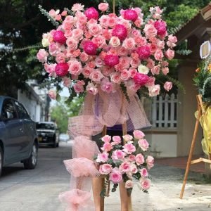 Kệ Hoa Chúc Mừng Khai Trương Tone Hồng Kiêu Sa – KH51