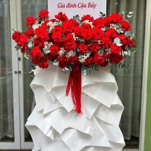 Kệ Hoa Chúc Mừng Tone Đỏ 1 Tầng Hiện Đại – CM216