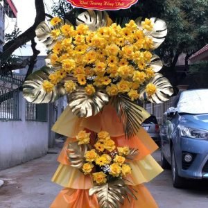 Kệ Hoa Khai Trương Tone Vàng Sang Trọng – KH102