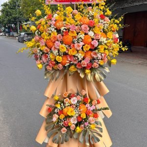 Kệ Hoa Khai Trương Tone Vàng Sang Trọng – CM227