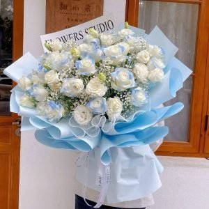Bó Hồng Xanh Khói Thanh Lịch Nhẹ Nhàng - CM138
