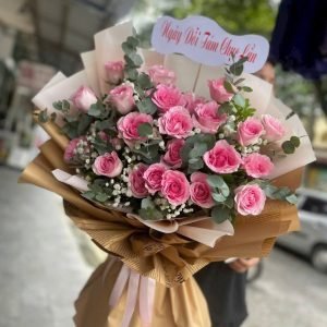 Bó Hồng Bung Tone Hồng Ngọt Ngào - CM154